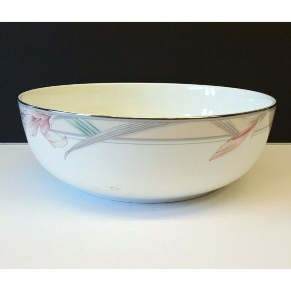 Mikasa "CAG06 Joy" Pattern 8-3/4" Round Vegetable Bowl 1990-1997 pink gray peach - Picture 2 of 6